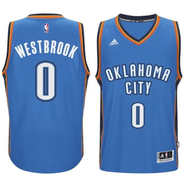 Men's  Thunder #0 Russell Westbrook 2014-15 New Swingman Road Blue Jersey